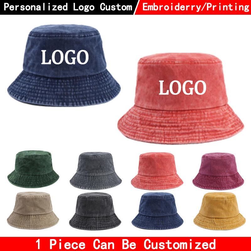 Bucket Hat Cotton - قبعة دنيم بتصميم مخصص وشعار خاص،