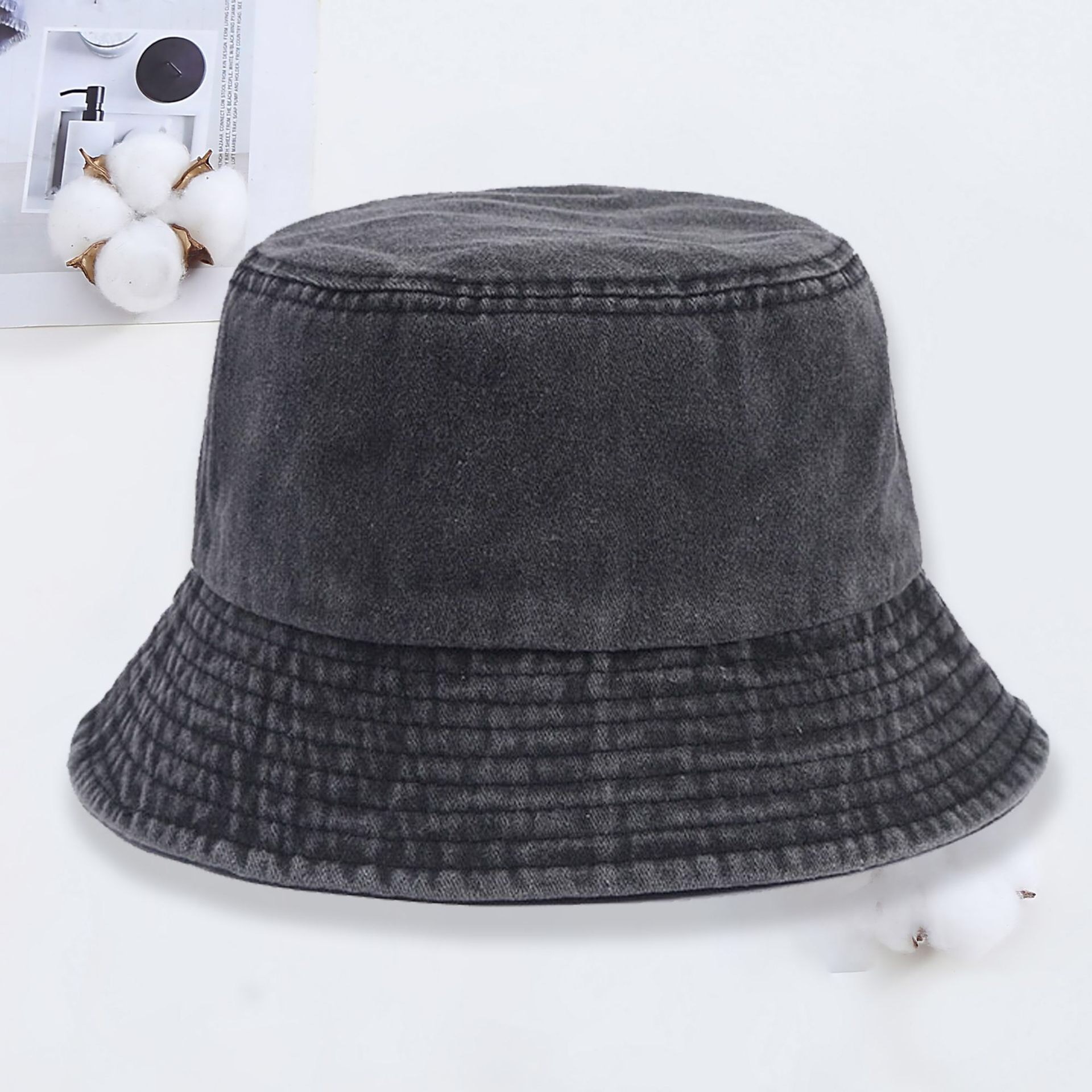 قبعة دنيم بتصميم مخصص وشعار خا - مراجعة Bucket Hat Cotton وسعره
